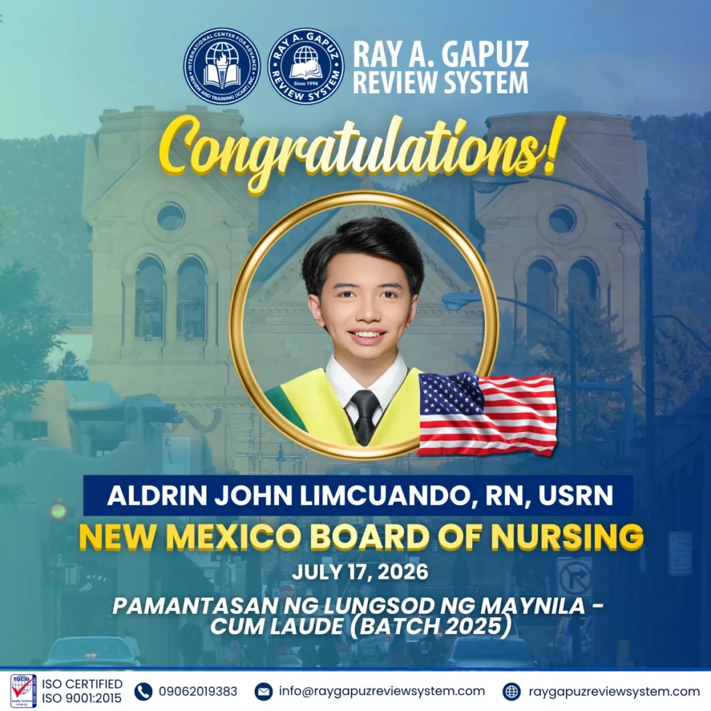 RAGRS congratulatory artwork for Aldrin John Limcuando, RN, USRN, naming the New Mexico Board of Nursing and dated July 17, 2026.