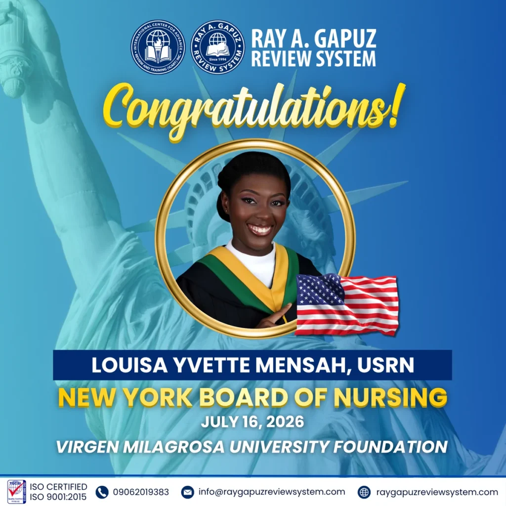 RAGRS congratulatory announcement for Louisa Yvette Mensah, USRN, naming the New York Board of Nursing and dated July 16, 2026.