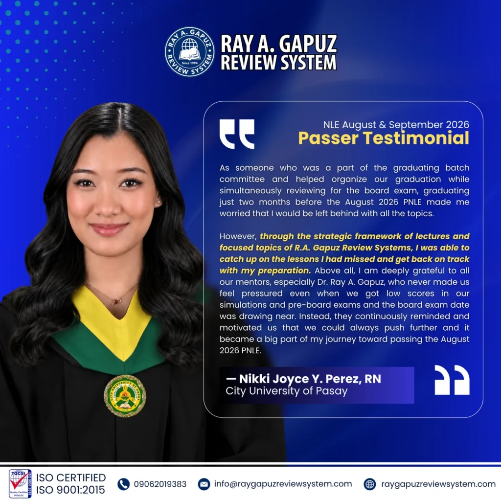 NLE passer testimonial artwork naming Nikki Joyce Y. Perez.