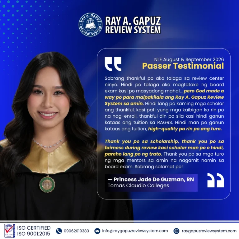 NLE passer testimonial artwork naming Princess Jade De Guzman.